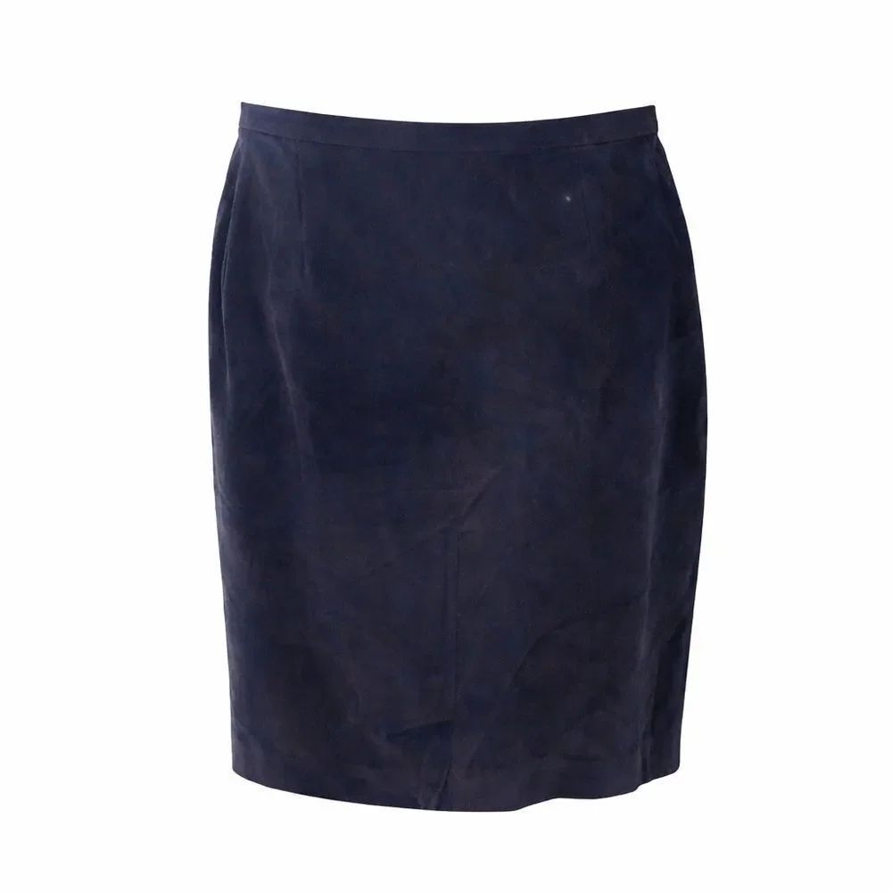 Jones of New York Heavy Silk skirt side pockets back zip fully lined navy size 6